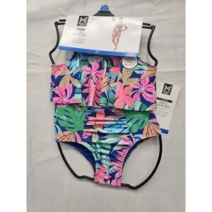 Member's Mark Girls 2-Piece Bikini Set Tropical Floral Ruffle Swimsuit 2T NEW
